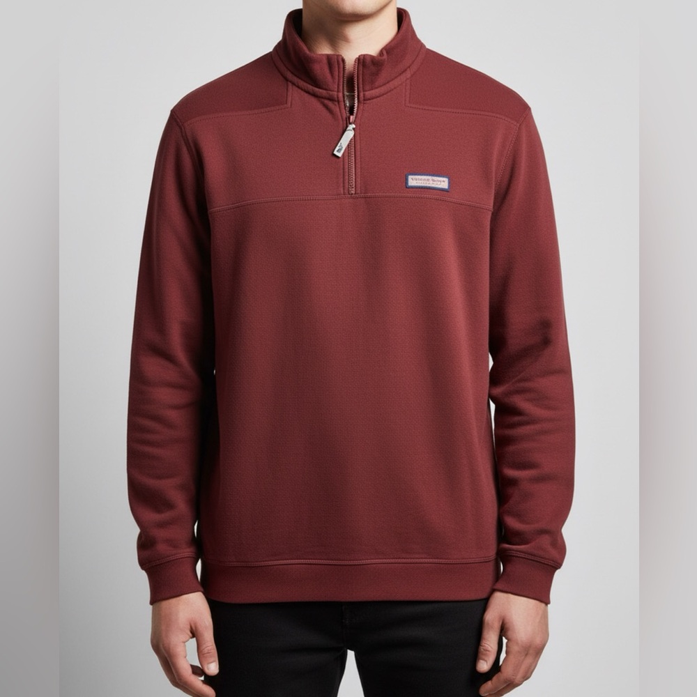 Vineyard Vines Men's Maroon Zip-Up Sweater